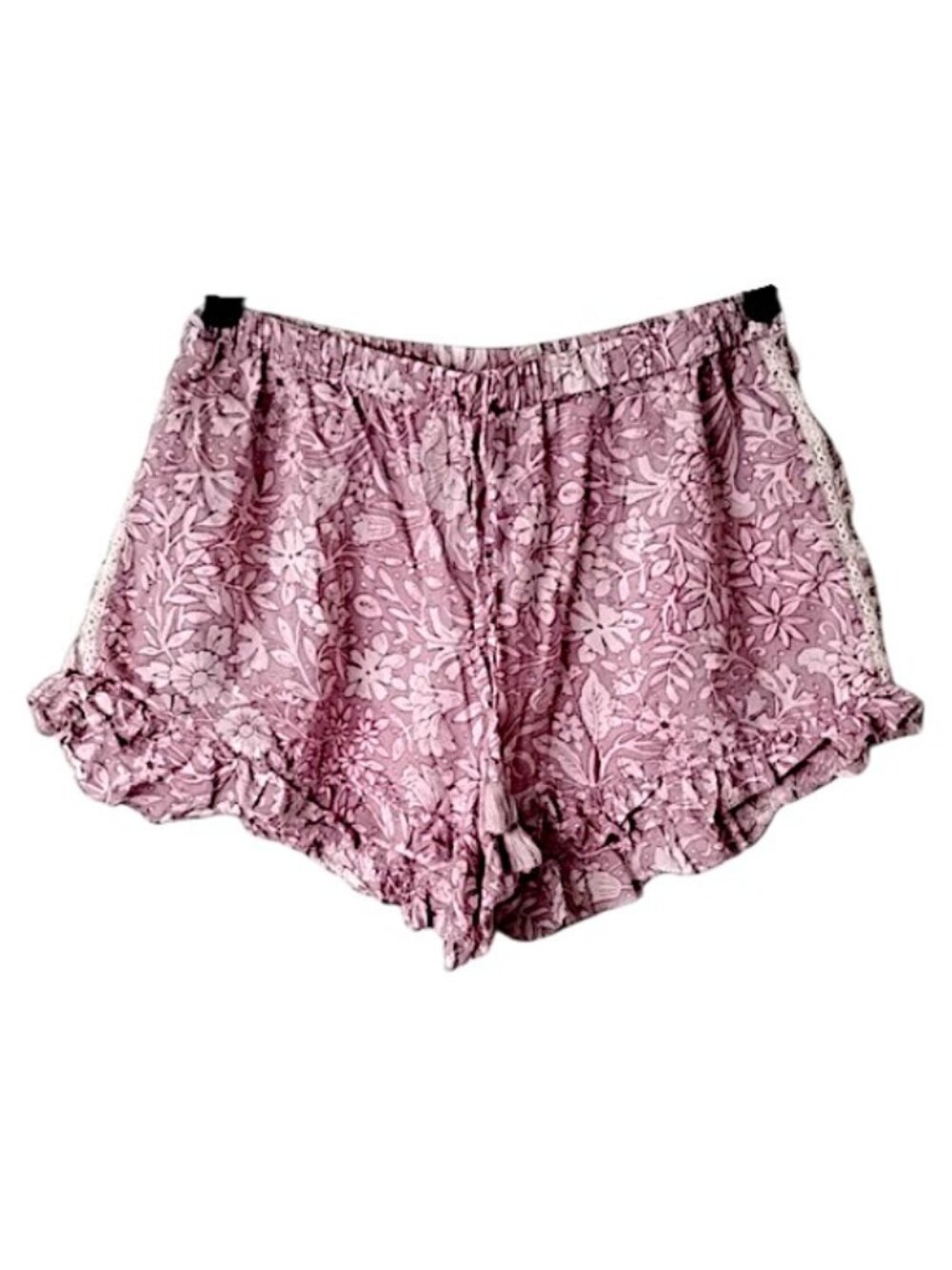 Rachel Ashley 100% Cotton Ruffled Floral PJ Shorts Bottoms